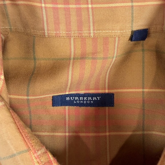Men's XXL Burberry London Plaid Button-Down Shirt Brown and Orange Novacheck - Picture 4 of 10